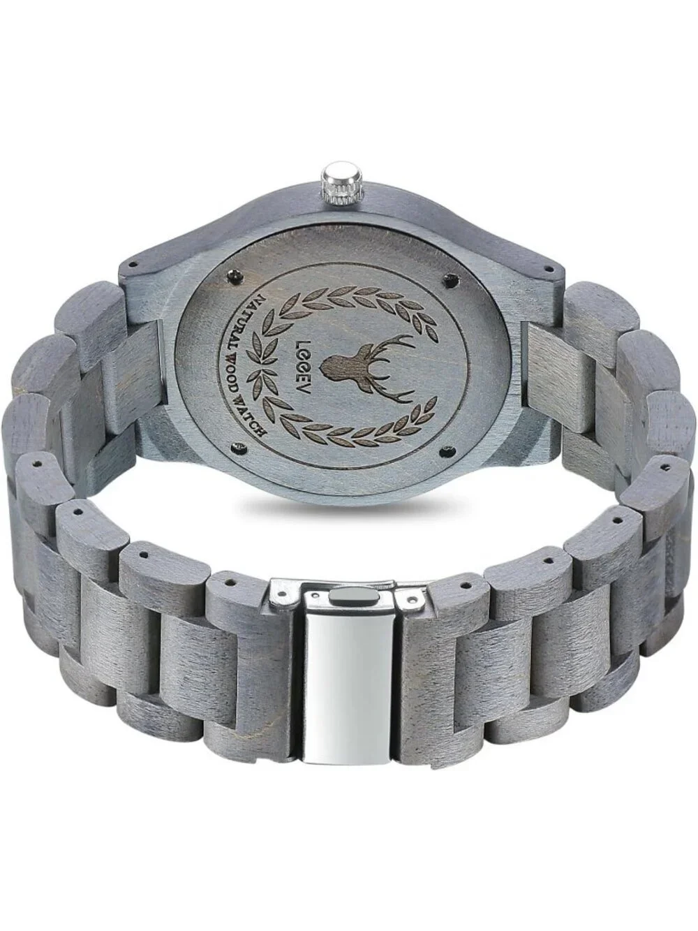 Men's Grey Sandalwood Japanese Quartz Analog Unisex Round Wrist Wooden Watch